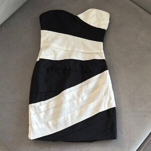 BCBG Max Azria Black and White Strapless Dress